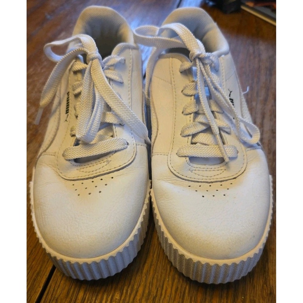 Puma Carina‎ Street Lace Up Youth White Sneakers Casual Shoes Size 3c
